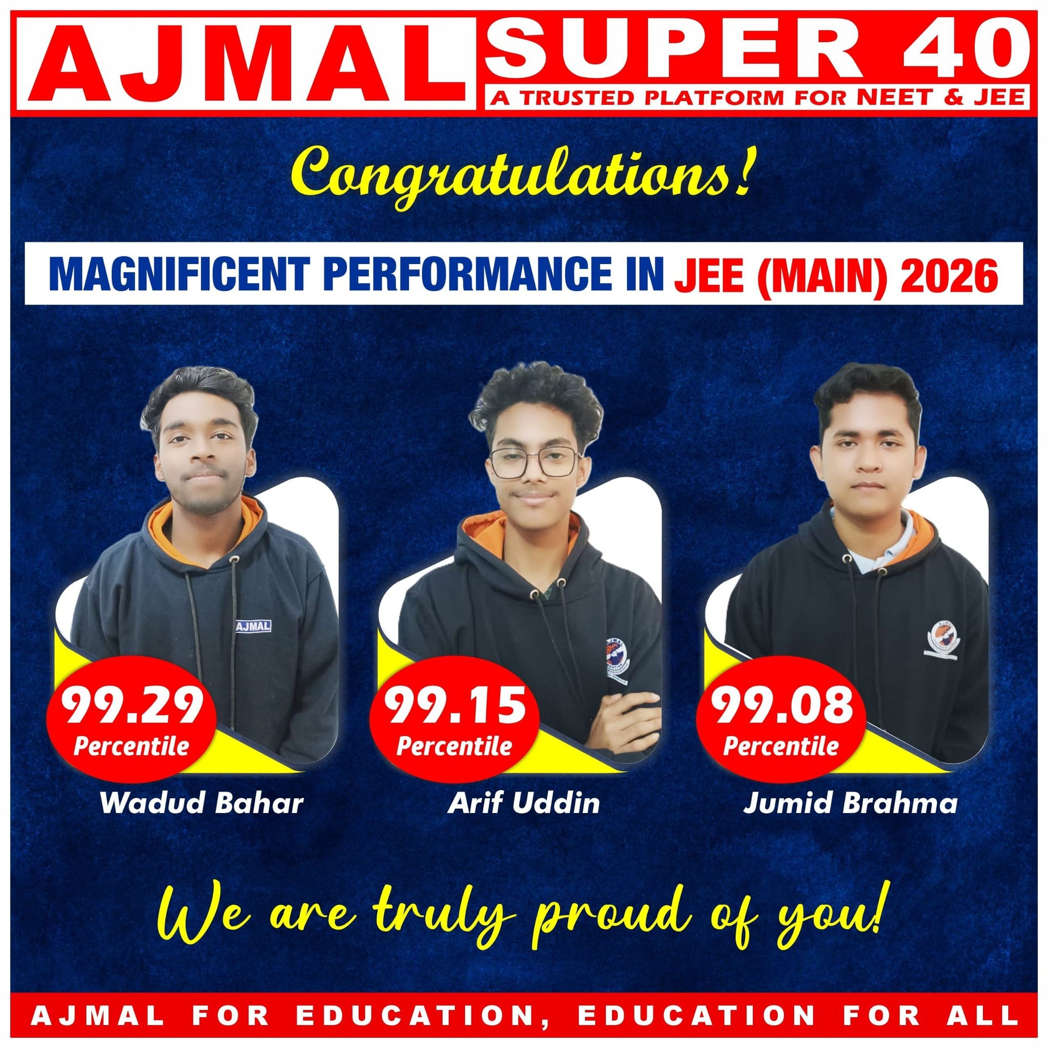 Read more about the article Magnificent Performance in JEE (Main) 2026